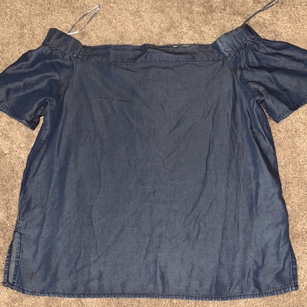 Thread & Supply Off the Shoulder Denim Tee